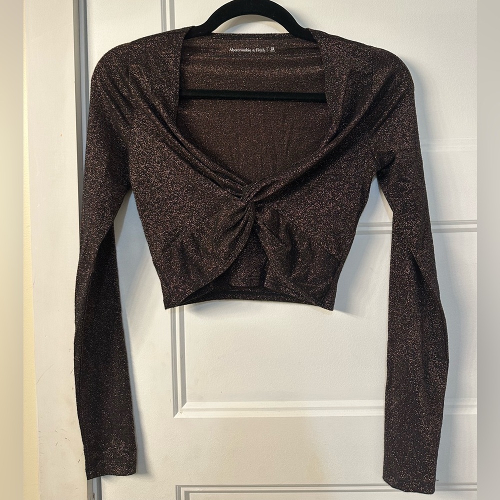 Abercrombie & Fitch Glittery Brown Crop Top